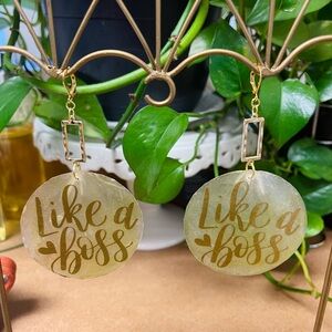 Gold 'Like a Boss' Statement Earrings